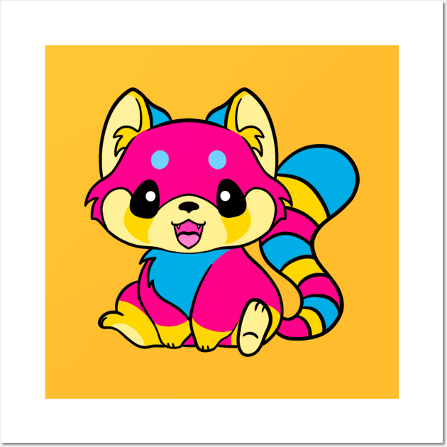 Pansexual Pride Red Panda Wall Art by Splash-of-Ink